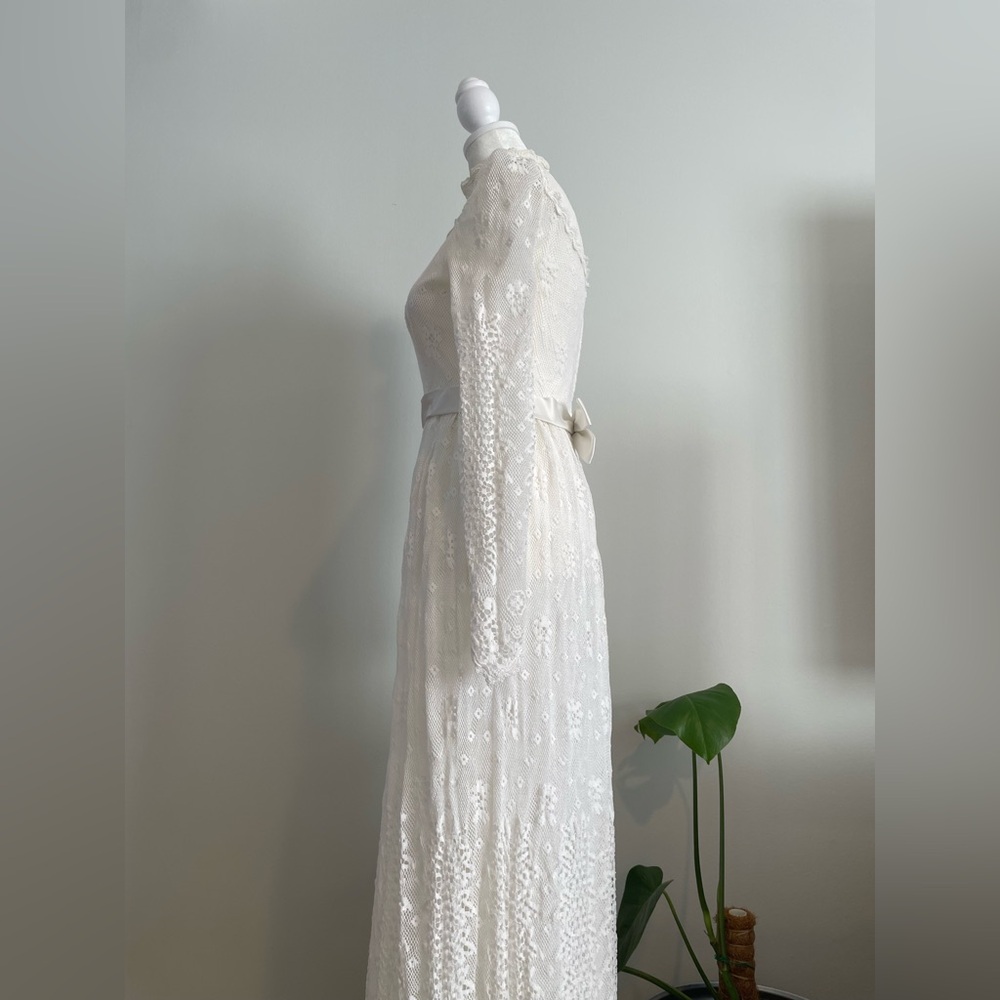 Vintage 60s/70s Prairie/Cottagecore/Boho High Neck Wedding/Formal Maxi Dress - Picture 9 of 9